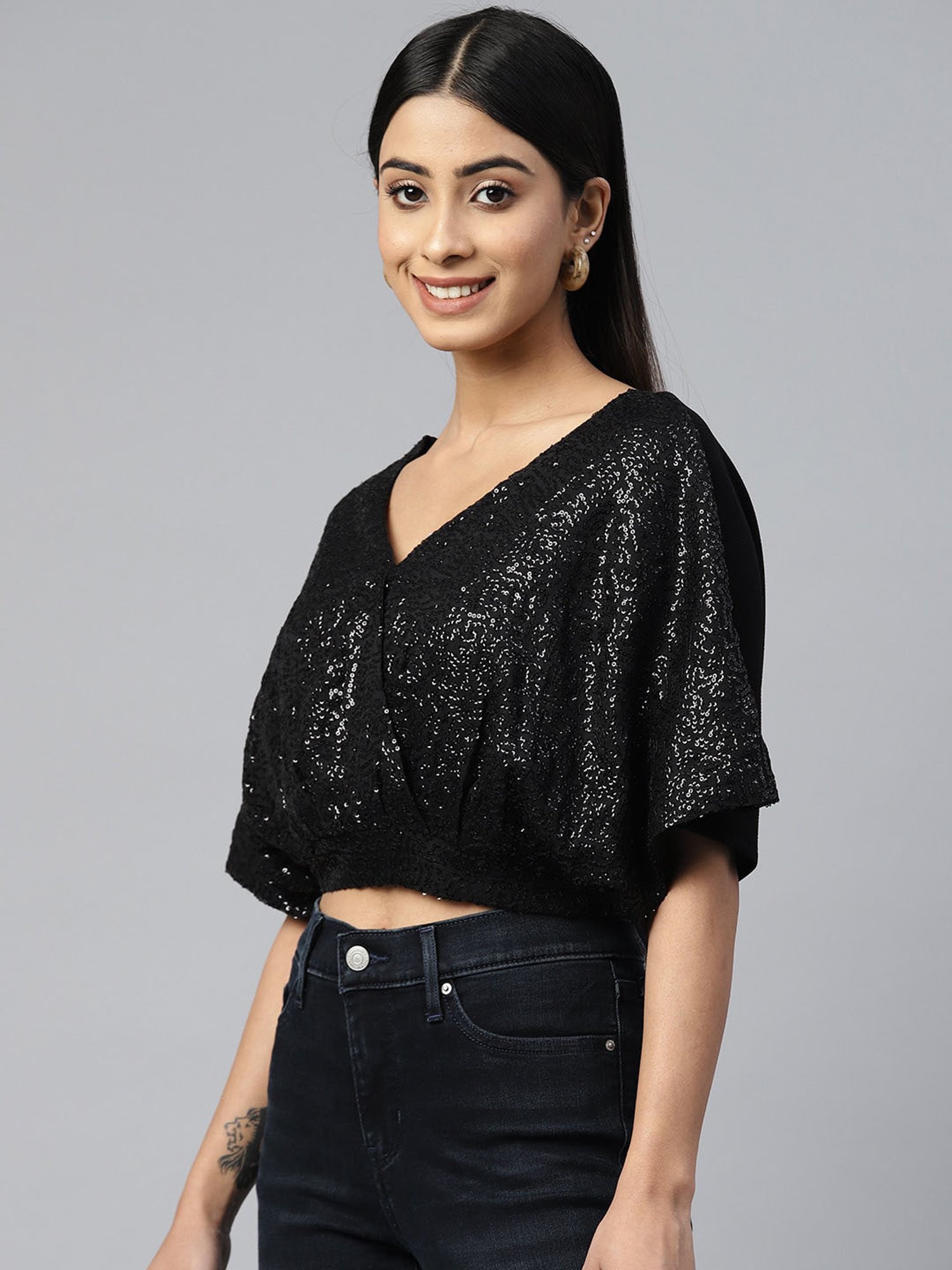 Melon by PlusS Black Embellished Top