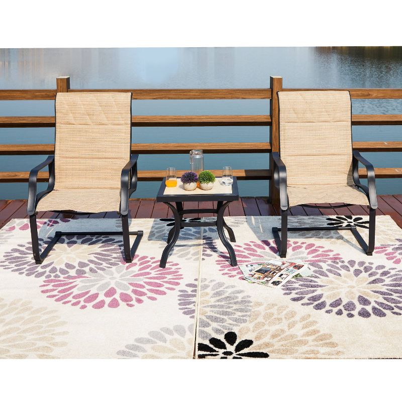 3pc Steel Patio Seating Sets Cream - Lokatse