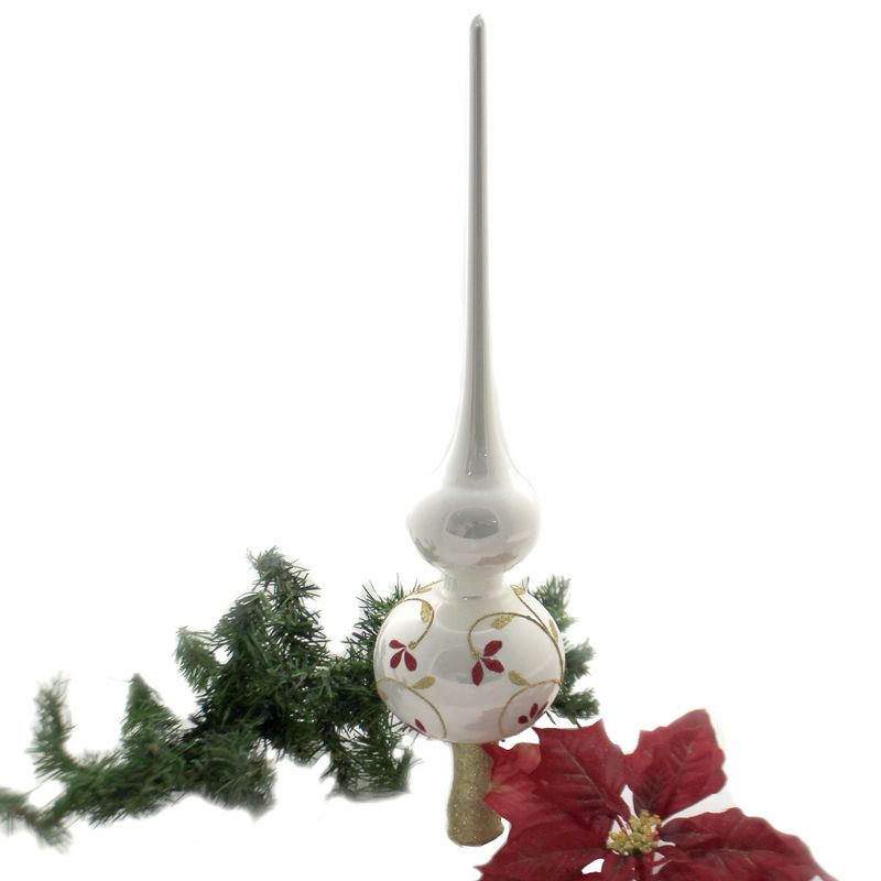 Christina's World 19.0" Red Gold White Vine Finial. Christmas Tree Topper  -  Tree Toppers