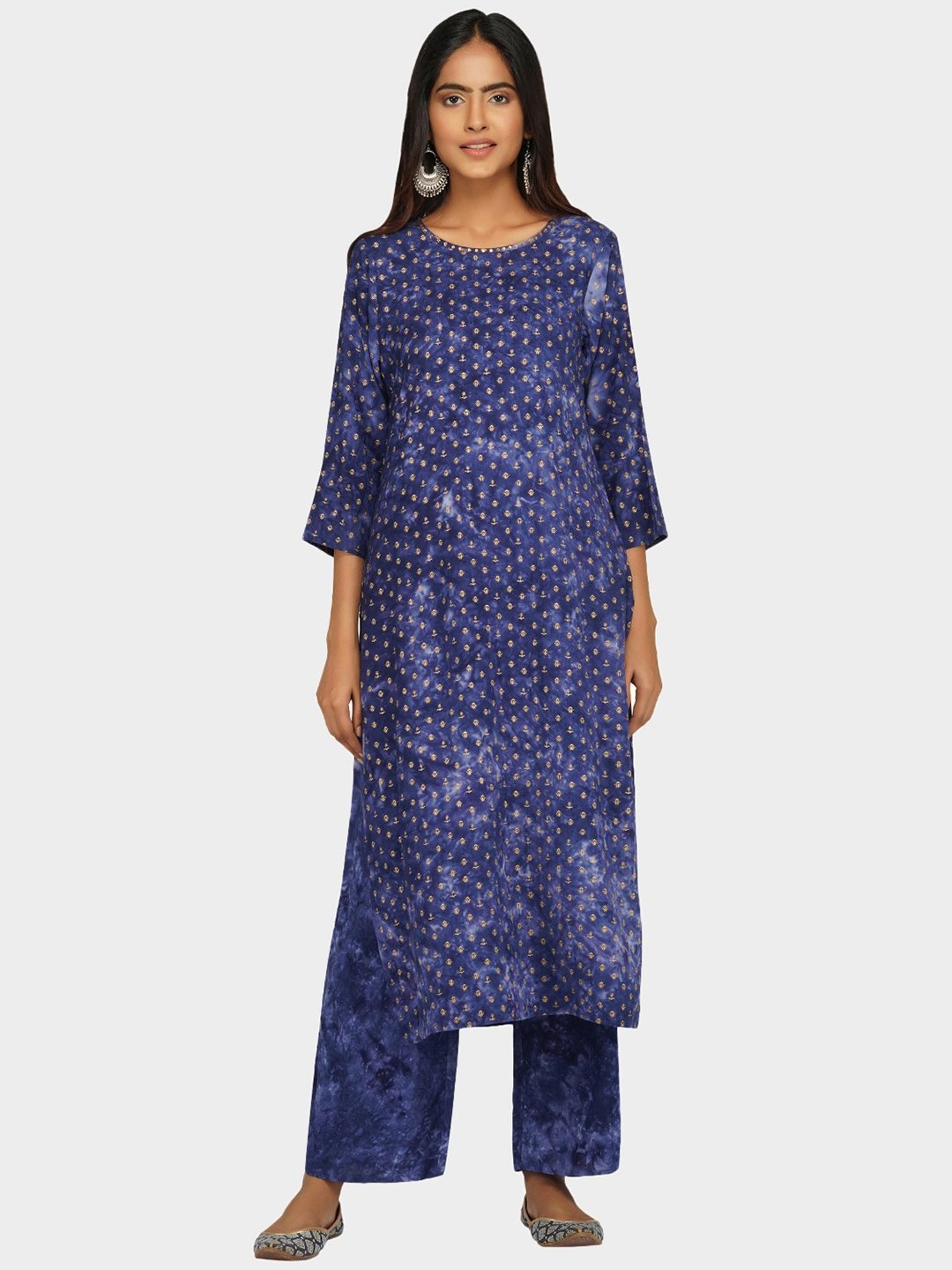 Paislei Blue Printed Kurta Pant Set