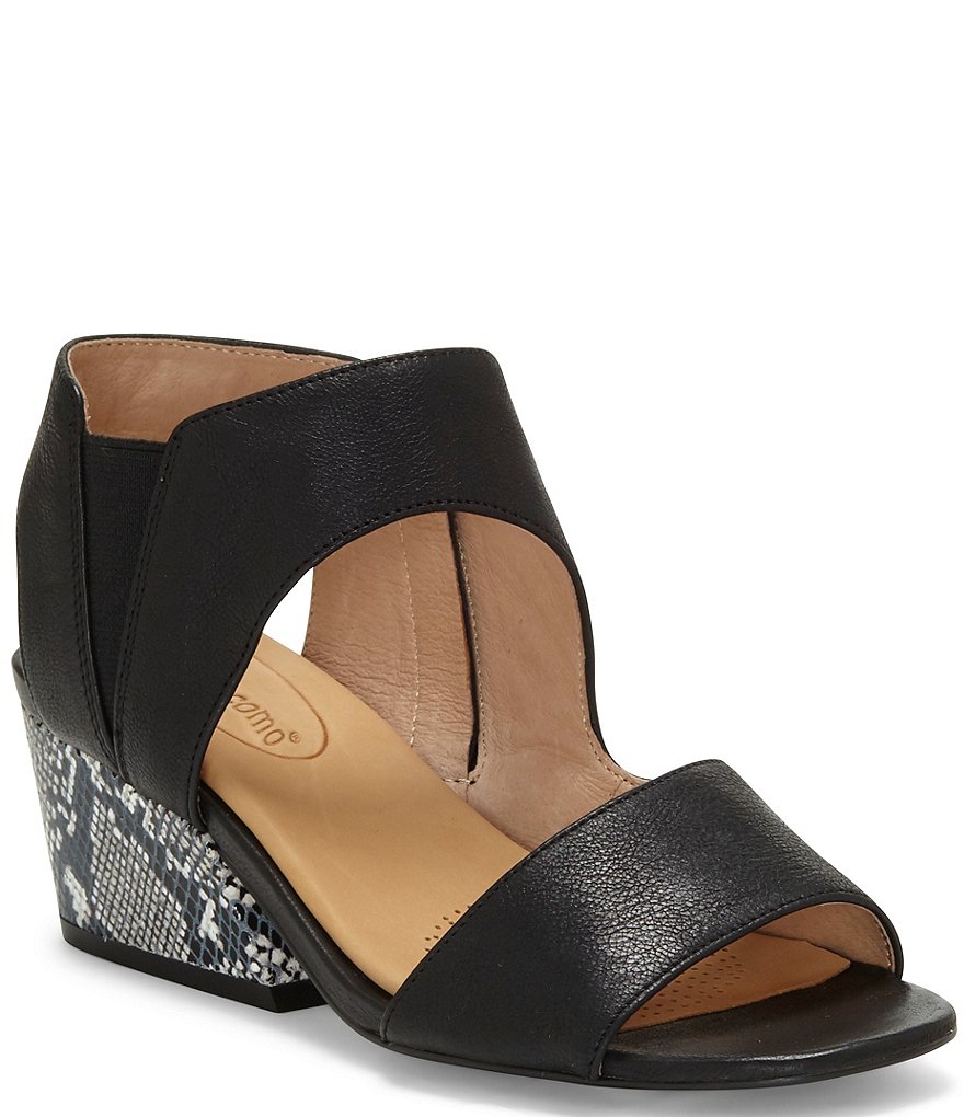 CC Corso Como Sayge Leather Snake Print Block Heel Sandals