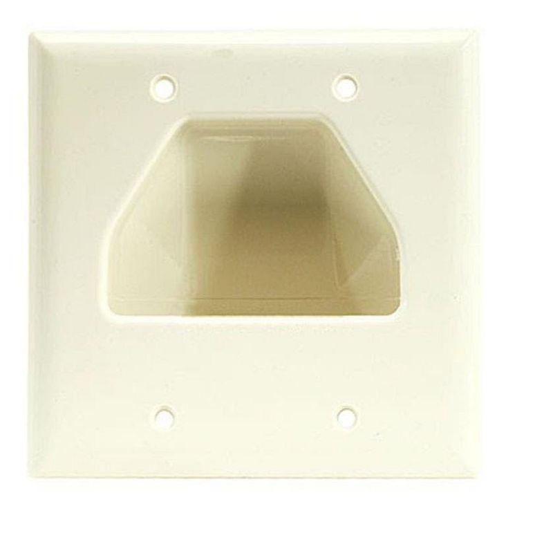 Monoprice 2-Gang Recessed Low Voltage Cable Wall Plate - Lite Almond