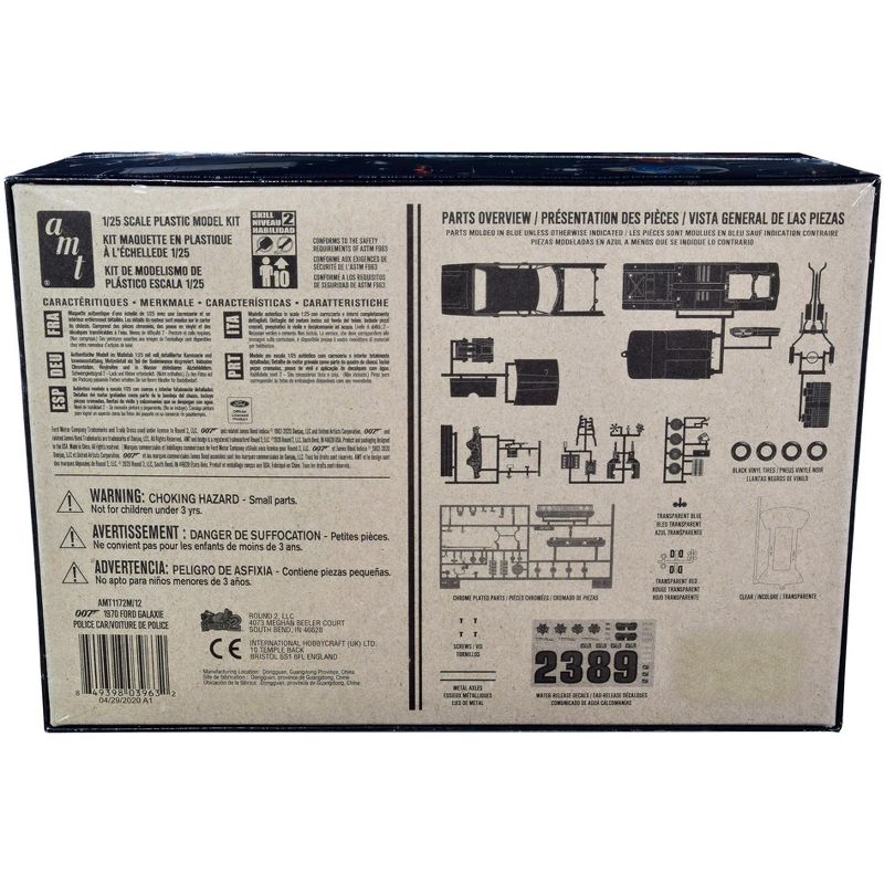 Skill 2 Model Kit 1970 Ford Galaxie Police Car "Las Vegas Police" "Diamonds Are Forever" (1971) Movie 7th in the James Bond 007 Series 1/25 Scale AMT