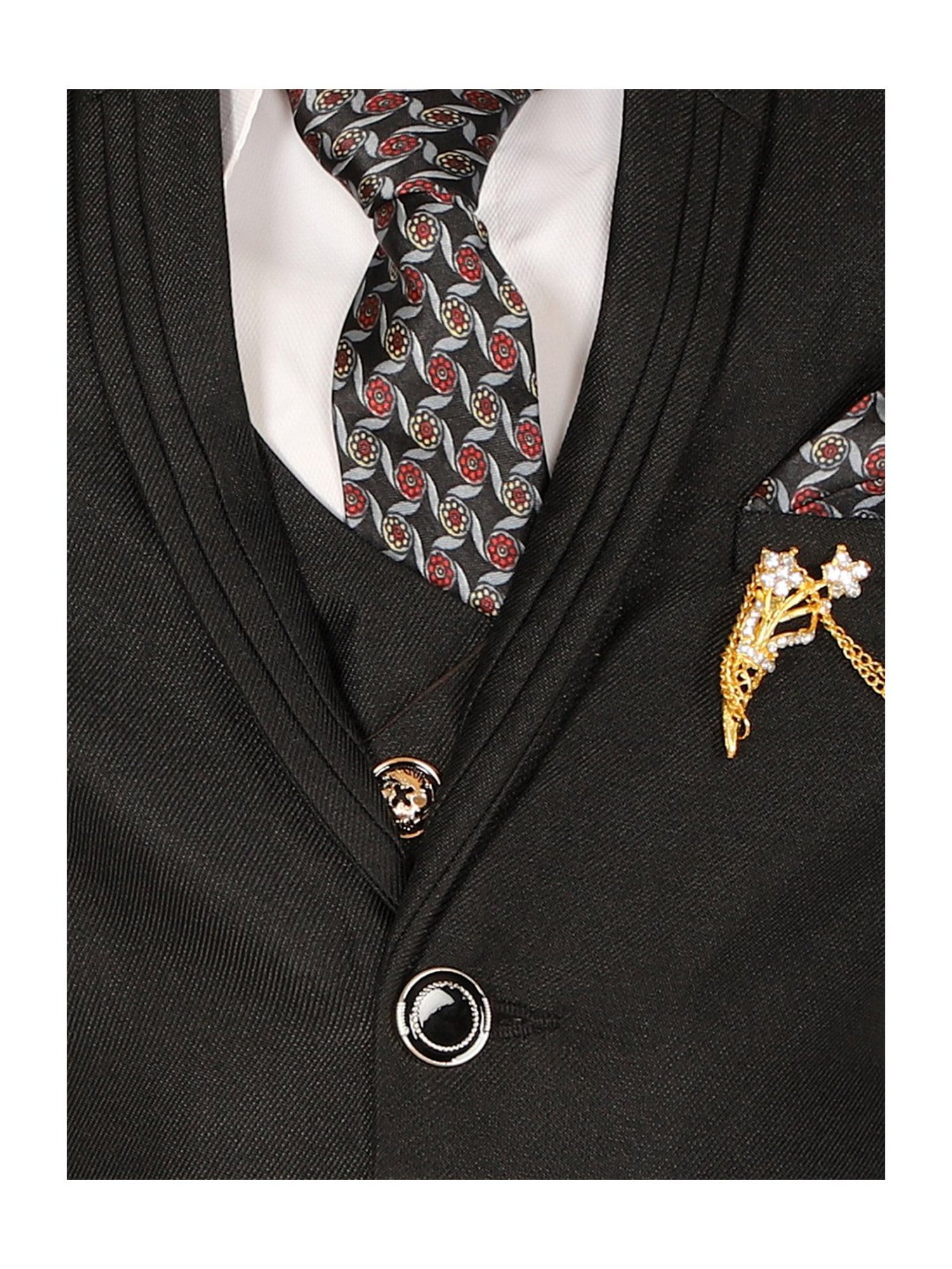 Pro-Ethic Style Developer Kids Black & White Solid Full Sleeves Shirt, Waistcoat, Pants with Tie