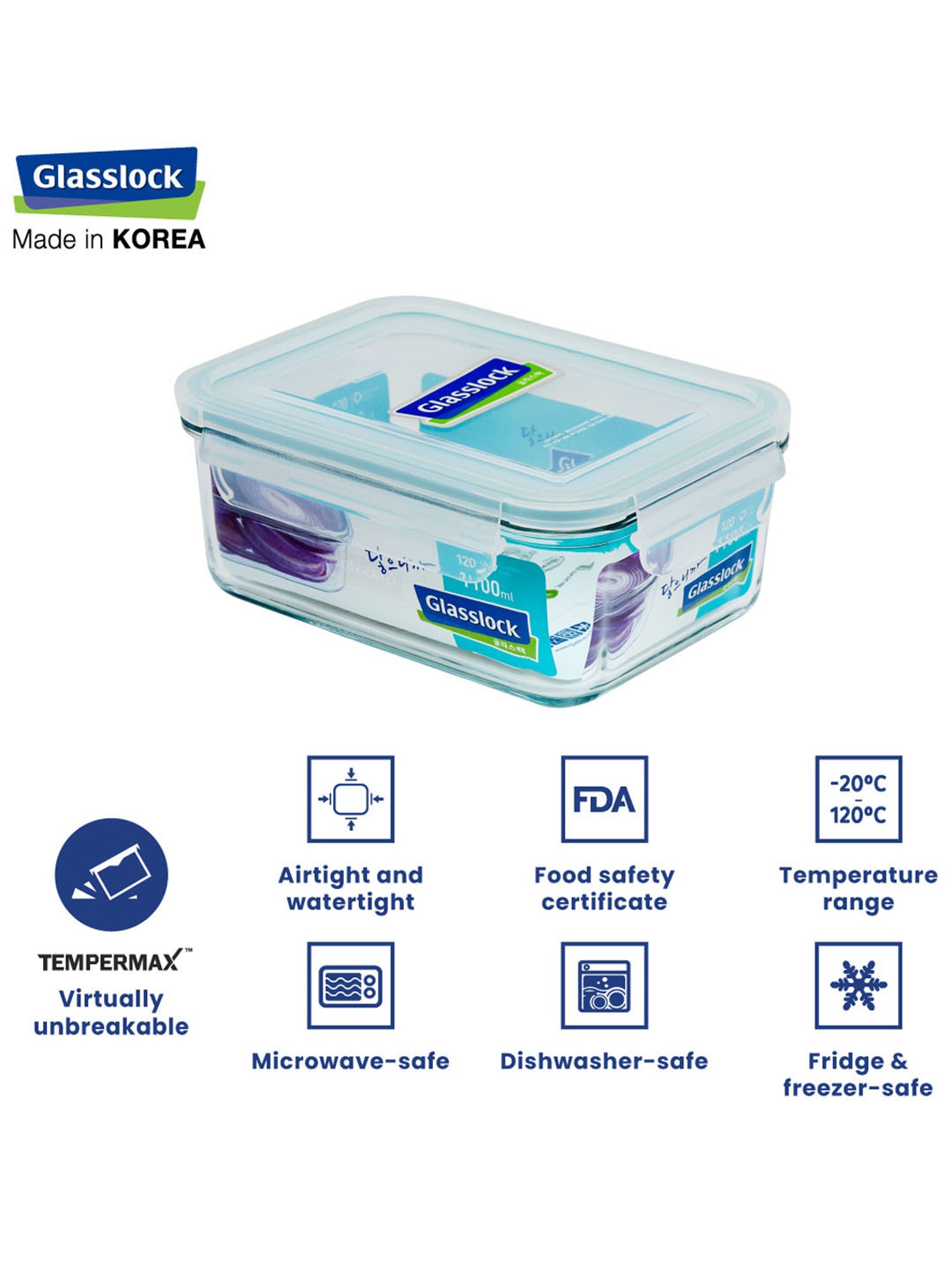 Glasslock Transparent Glass 1100 ml Jars and Container