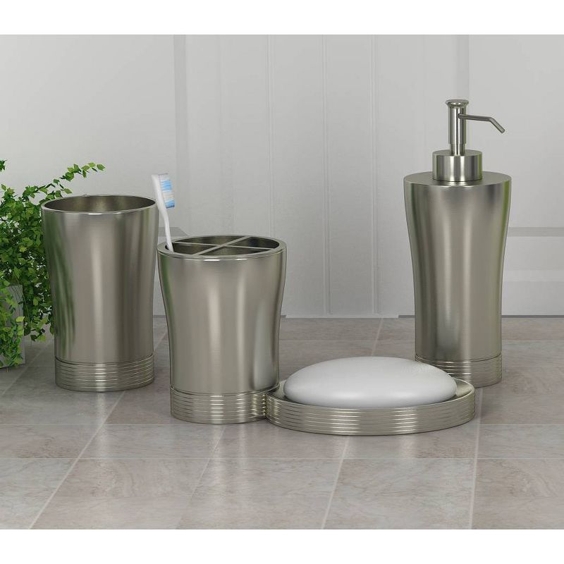 4pc Special Matt Metal Bath Accessory Set for Vanity Counter Tops Metal Gray - Nu Steel