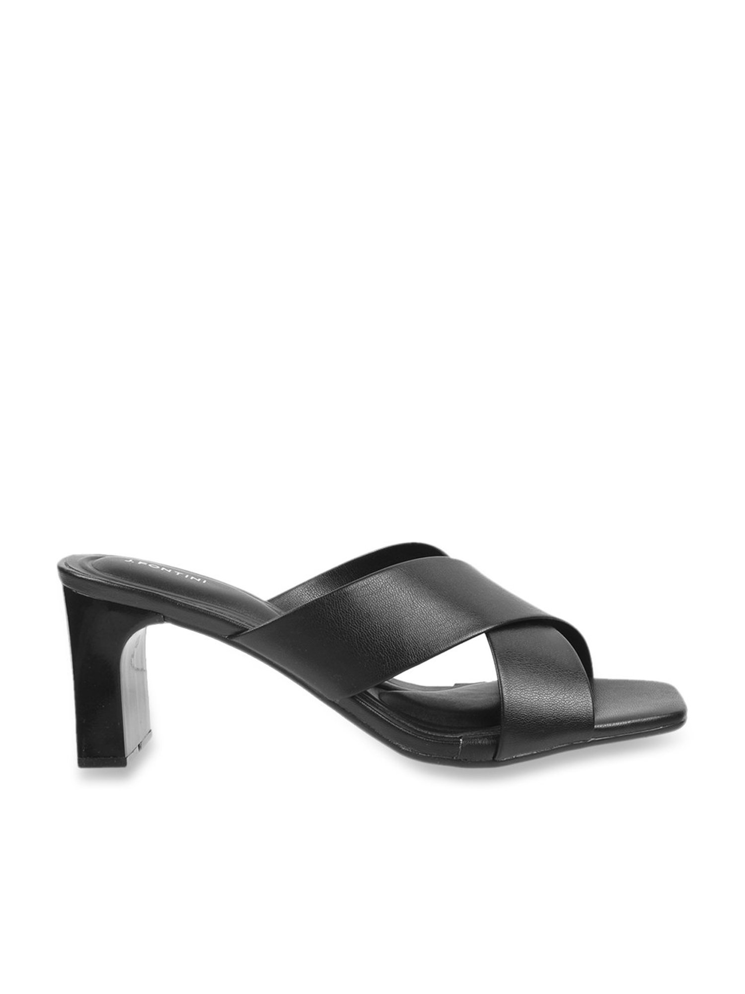 J. Fontini by Mochi Women's Black Cross Strap Sandals