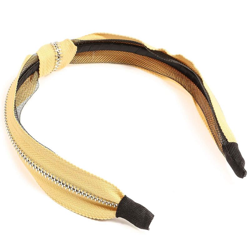 Glamlily 2 Pack Top Knot Women's Headbands with Zipper (Yellow and Orange, 5.5 x 1.25 x 7 in)