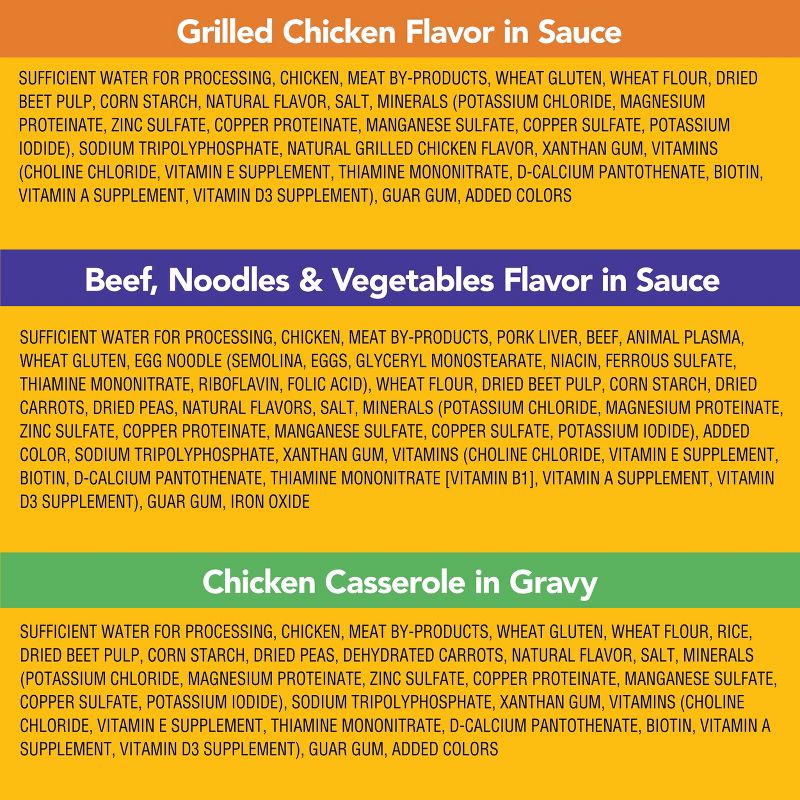 Pedigree Pouch Choice Cuts In Gravy Wet Dog Food Grilled Chicken, Beef & Chicken Casserole - 3.5oz/18ct Variety Pack