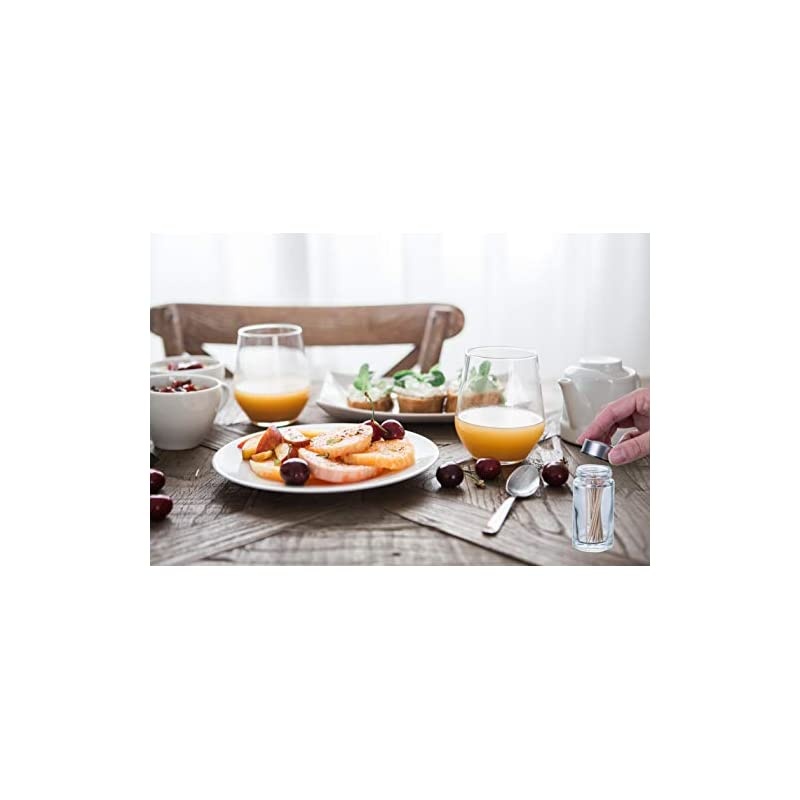 Toothpicks Holder - Stainless-steel Cover and Clear Glass Holder | Sturdy Safe Container (Toothpicks not included)