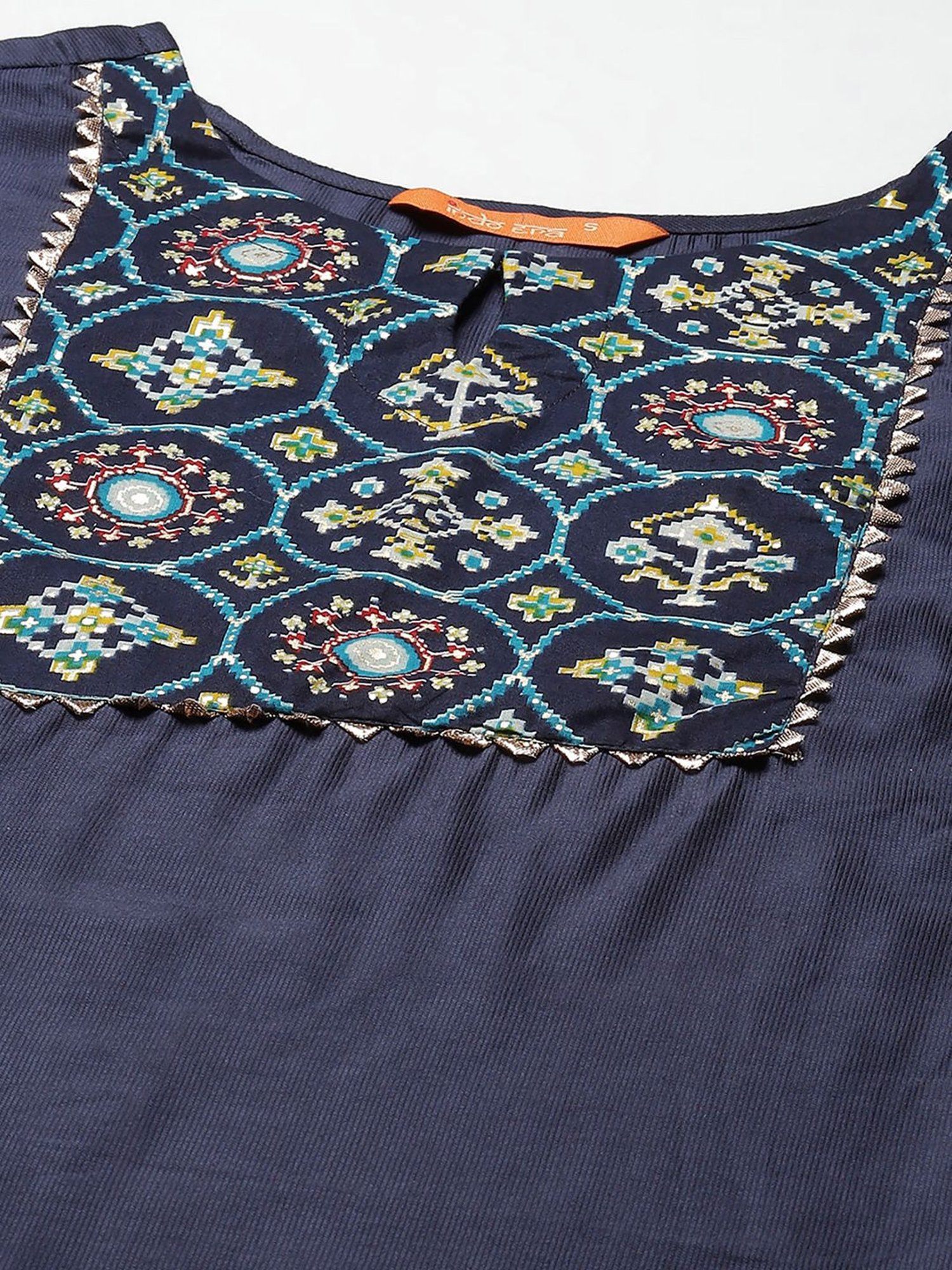 Indo Era Navy Printed Kurta Palazzo Set With Dupatta