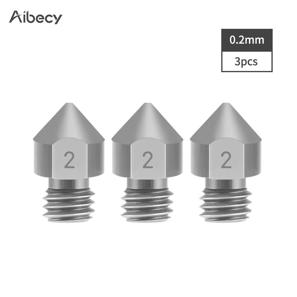 Aibecy 3D Printer Parts 3pcs TC4 Titanium Alloy Nozzles 0.2/0.3/0.4/0.5mm Optional M6 Thread MK8 Extruder Nozzle for 1.75mm Filament Compatible with Creality CR-10 Ender 3 Ender-3 Pro