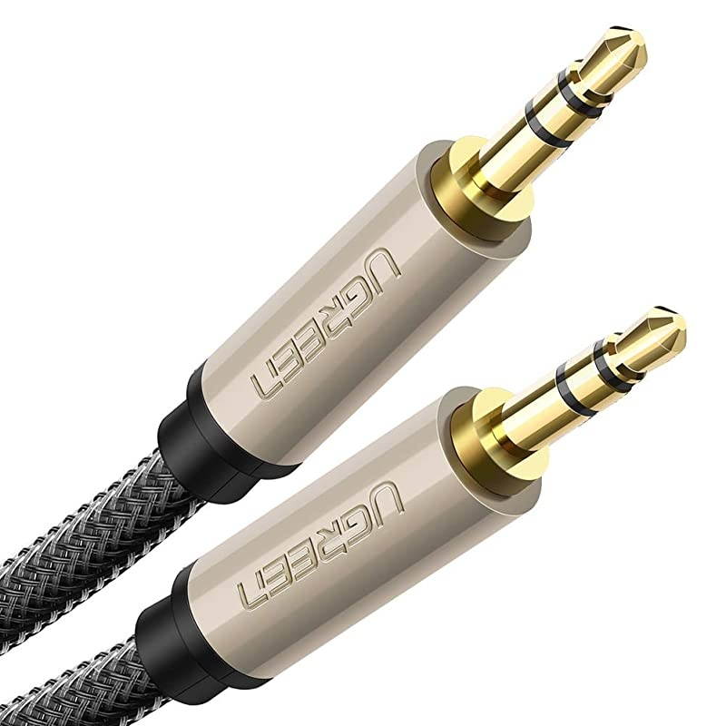 35mm Male to Male Auxiliary Aux Stereo Professional HiFi Cable with SilverPlating Copper Core Gold Plated Nylon Braid TangleFree for Audiophile Musical Lovers Silver 10ft