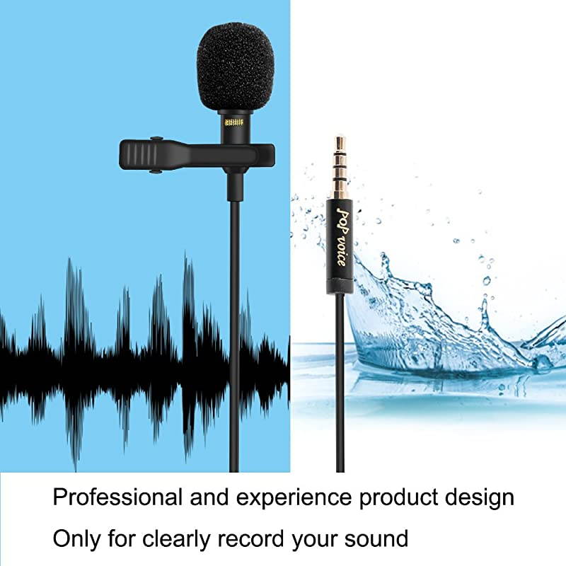 16 Feet Single Head Lavalier Lapel Microphone Omnidirectional Condenser Mic for Apple iPhone Android Windows Smartphones Youtube Interview Studio Video Recording Noise Cancelling Mic