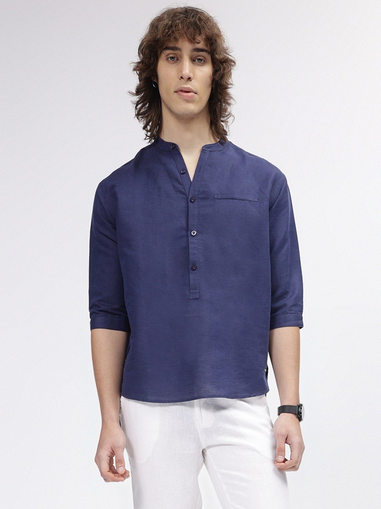 Iconic Men Solid Regular Fit Polyester Shirt