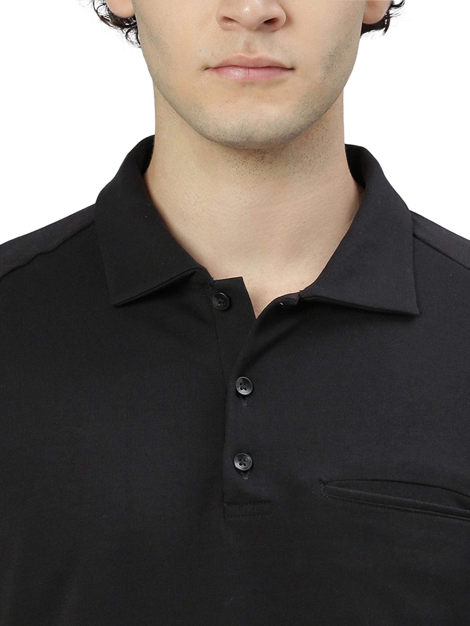 Slowave Black Regular Fit Polo T-Shirt