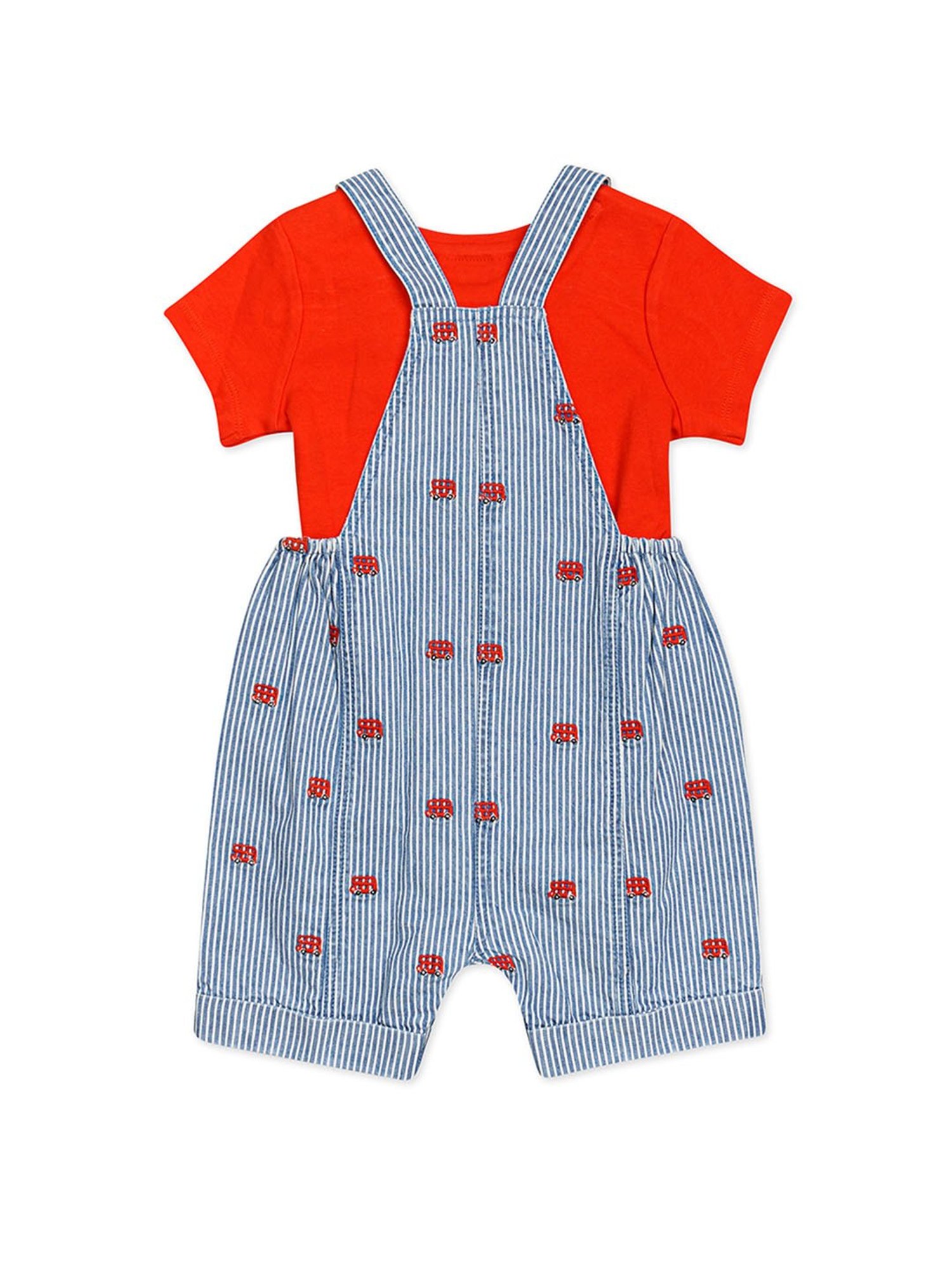 H by Hamleys Kids Red & White Checks T-Shirt with Dungree