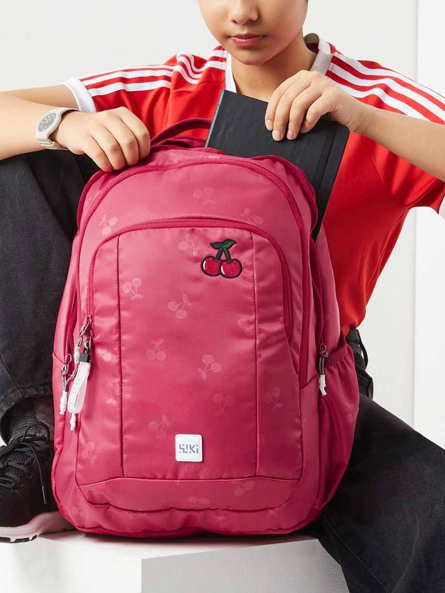 Wiki Back to School 2 Red Polyester Printed Backpack - 30 Ltrs