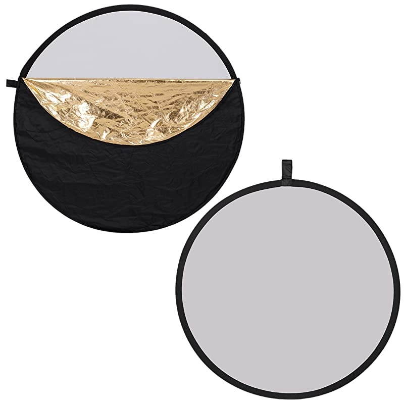 Portable 5 in 1 60x60cm/22"x22" Translucent, Silver, Gold, White, and Black Collapsible Round Multi Disc Light Reflector for Studio or any Photography Situation
