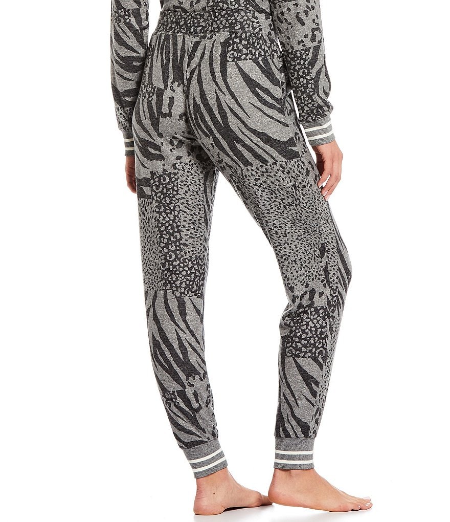 PJ Salvage Animal Patch Print Knit Coordinating Lounge Joggers