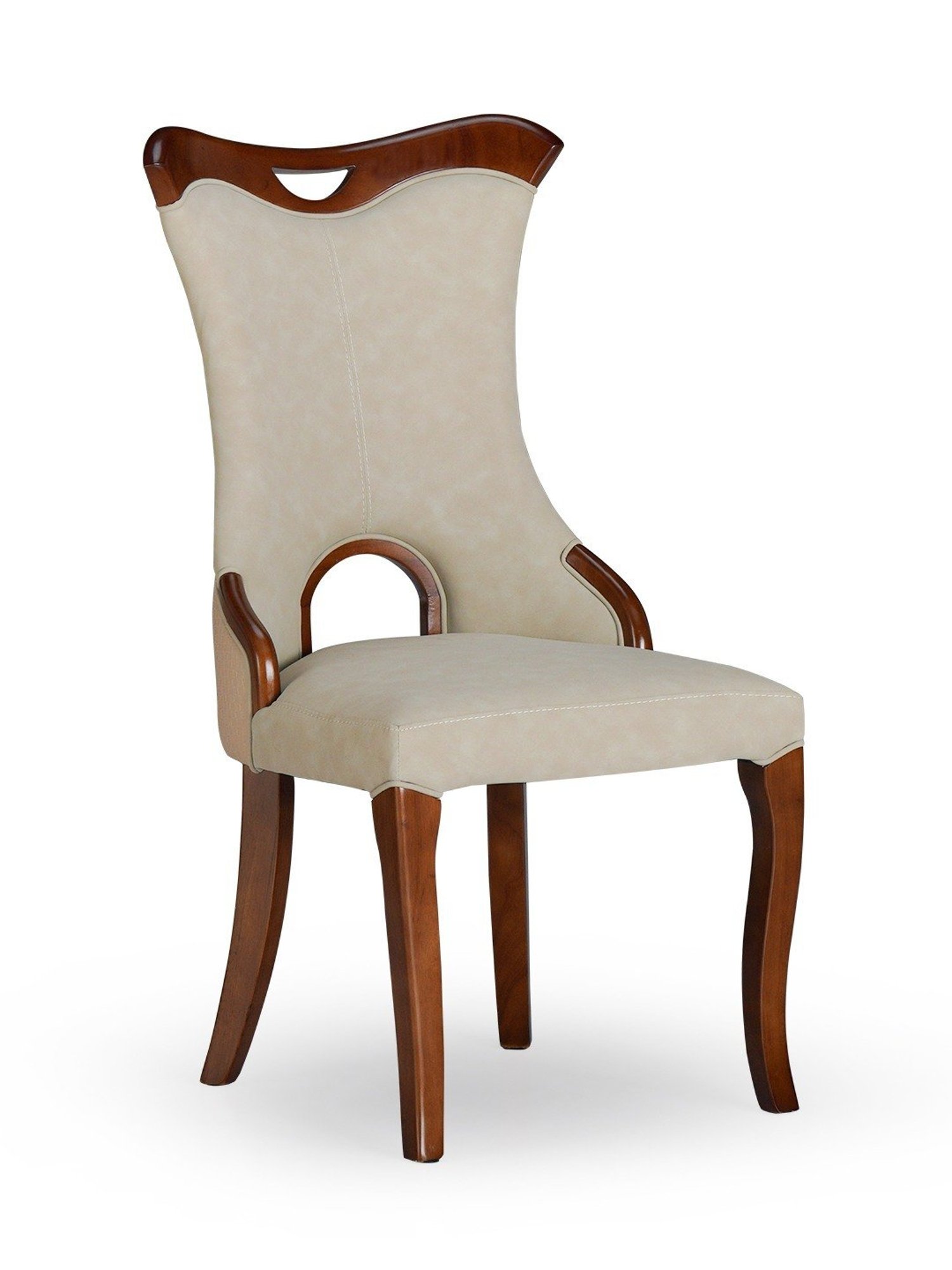 Durian Elanor Modern Tan Beige & Oak Brown Composite Marble 6 Seater Dining Set