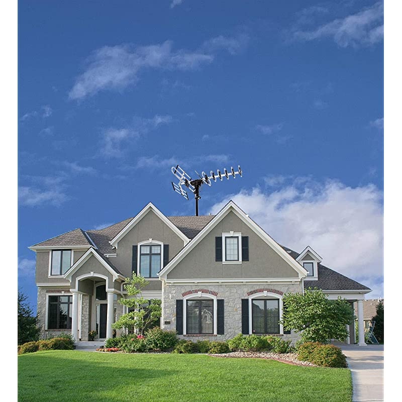 Newest 2020] Outdoor Digital Amplified HDTV Antenna - up to 200 Mile Long Range, Directional 360 Degree Rotation by Remote Control, HD 4K 1080P FM Radio,Support 5 TVs Plus Installation Kit