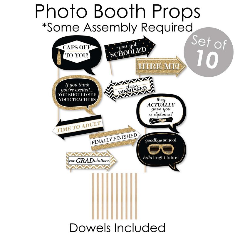 Big Dot of Happiness Tassel Worth The Hassle - Gold - Banner and Photo Booth Decorations - 2021 Graduation Party Supplies Kit - Doterrific Bundle