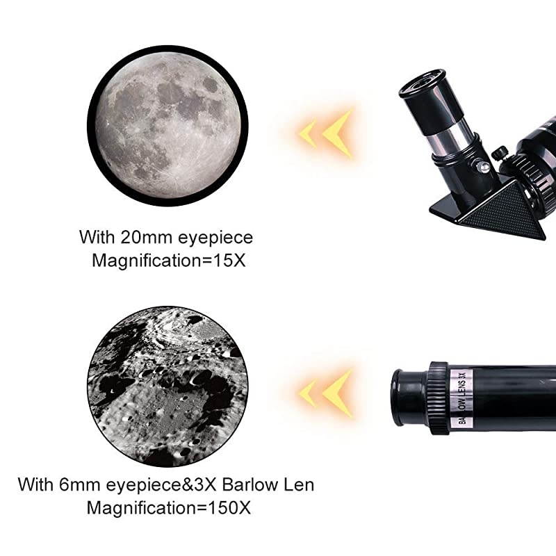 Telescope for Kids Beginners 70mm Aperture 300mm Astronomical Refractor Telescope Tripod Finder Scope Portable Travel Telescope with Smartphone Adapter and Wireless Remote