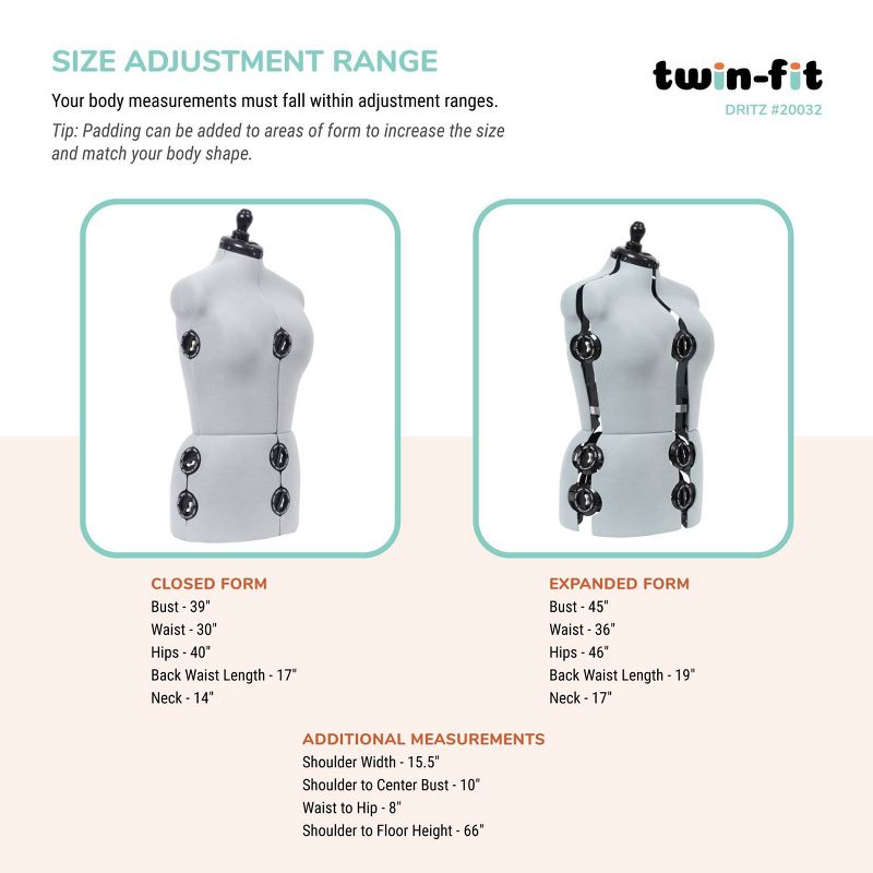 Dritz Medium Dress Form Twin-Fit