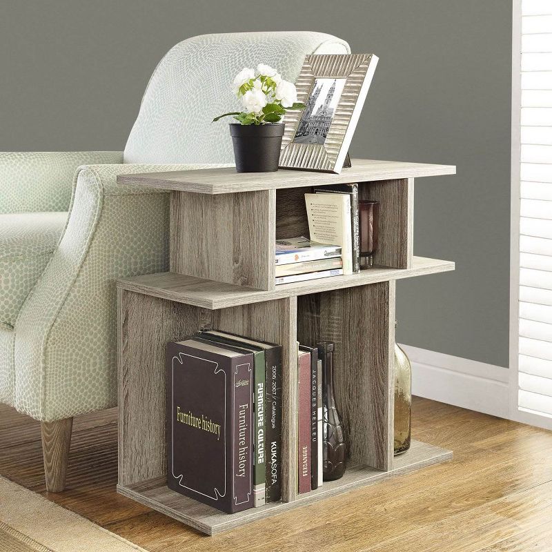 Monarch Specialties 24" Reclaimed Wood Hollow Side Accent Table, Taupe (2 Pack)