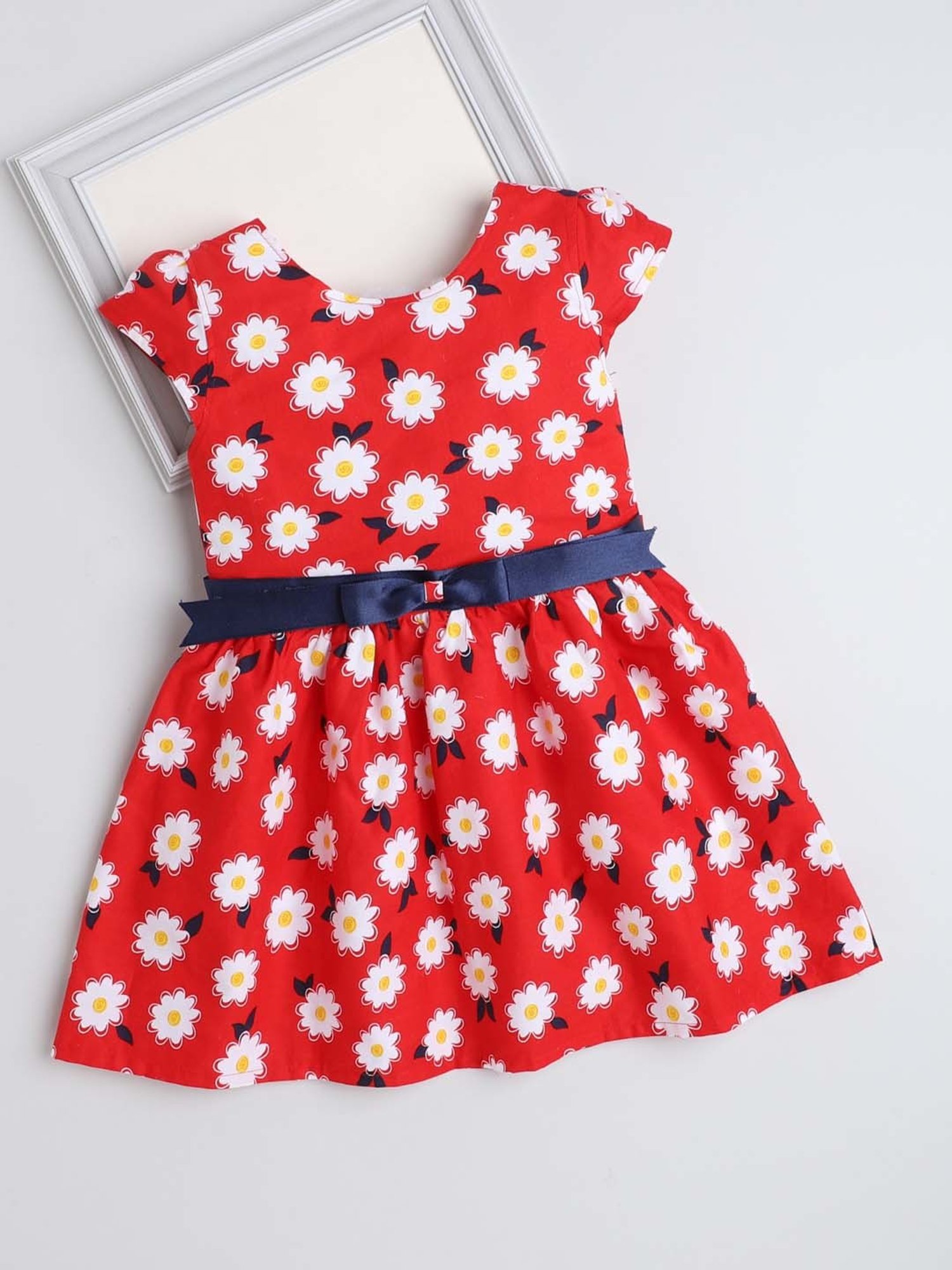 The Magic Wand Kids Red & White Floral Print Dress