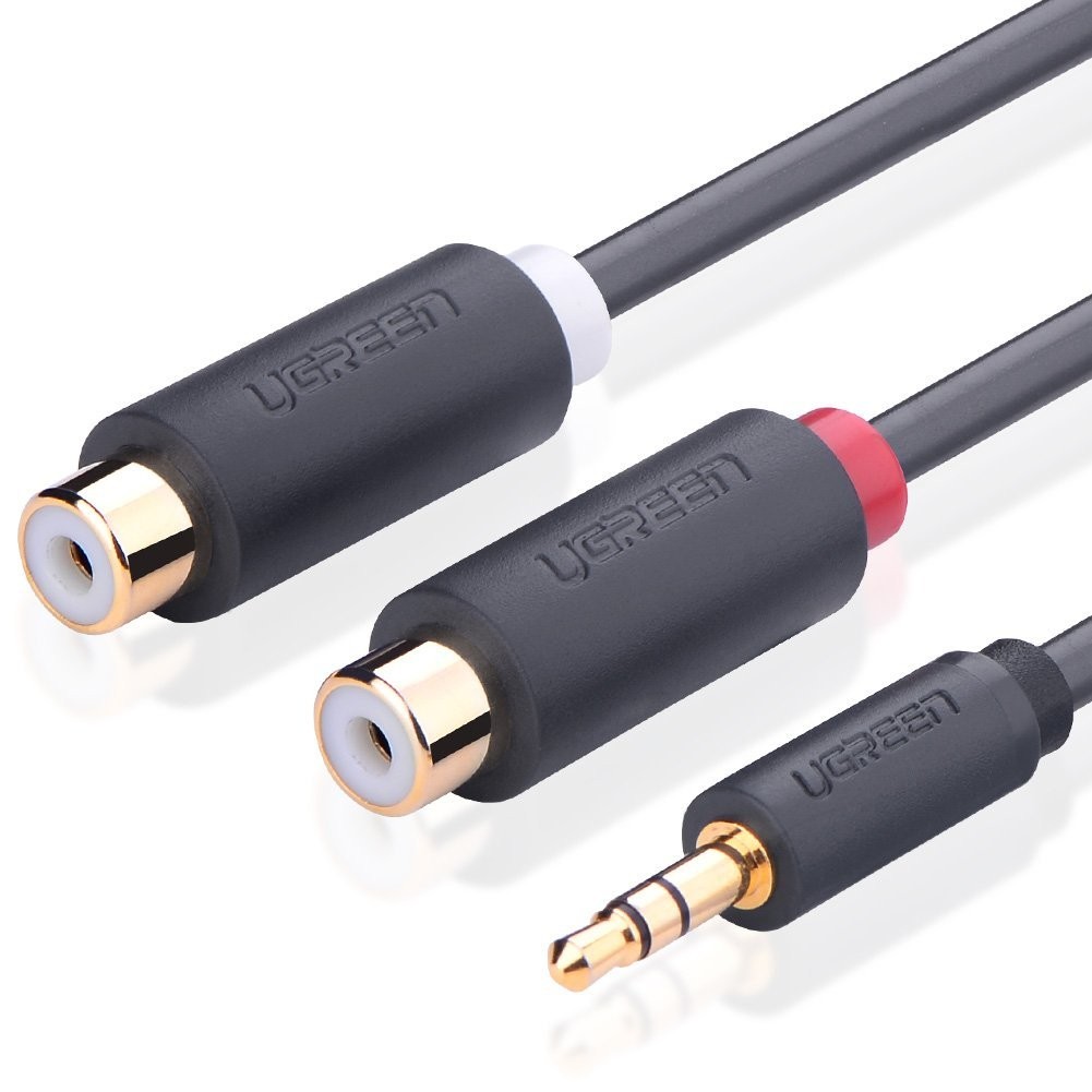 3.5mm to 2RCA converter cable,Premium 3.5mm Male to 2RCA Female Stereo Audio Cable Gold Plated for Smartphones, MP3, Tablets, Home Theater,0.8ft/25cm (10547)