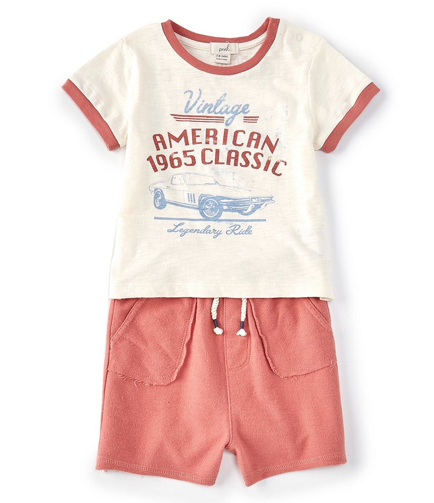 Peek Baby Boys 3-24 Months Short-Sleeve American Classic Graphic Tee & Shorts Set