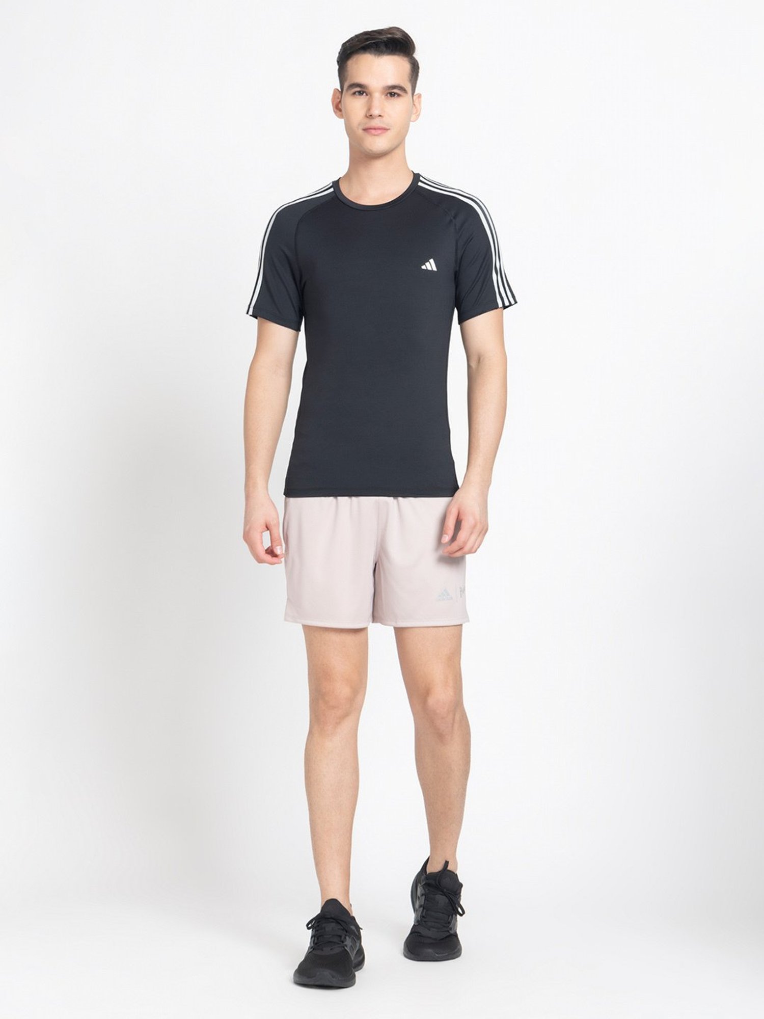 adidas Black Super Slim Fit Striped Training T-Shirt