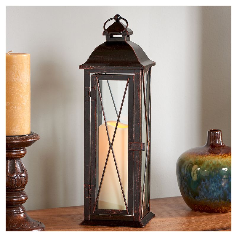 Siena 16" LED Candle Outdoor Lantern - Antique Brown - Smart Living