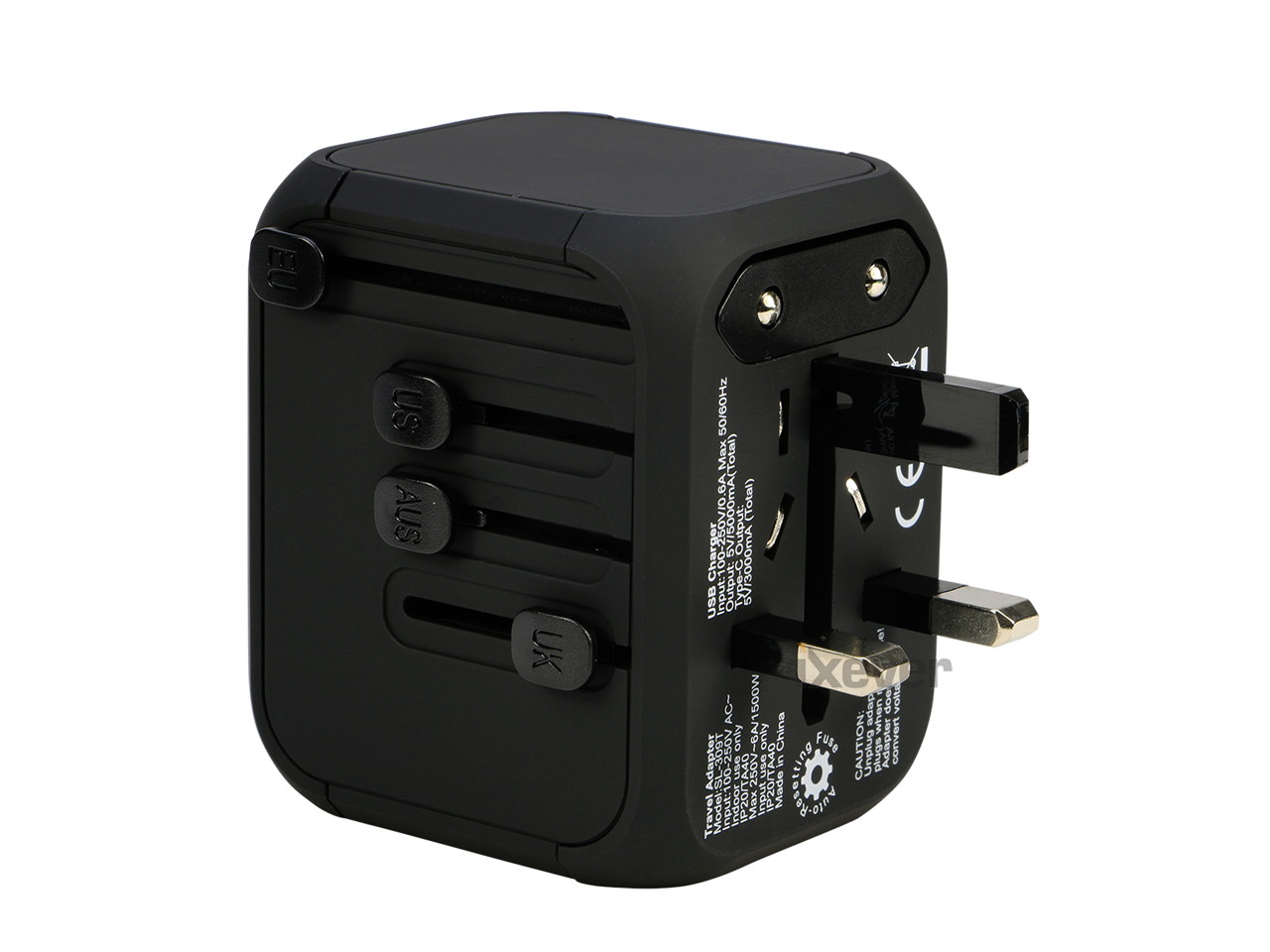 Power Adapter Travel Plug 4 USB Charger Ports Universal for 150 Countries with 3x USB Type A + USB Type C for UK Japan China EU Europe European