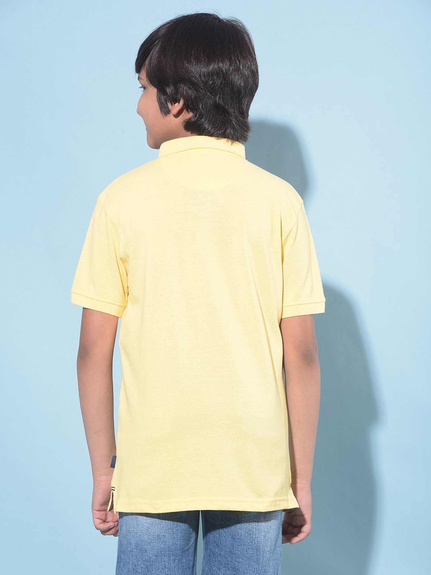 Crimsoune Club Boys Yellow Printed Polo T-Shirt