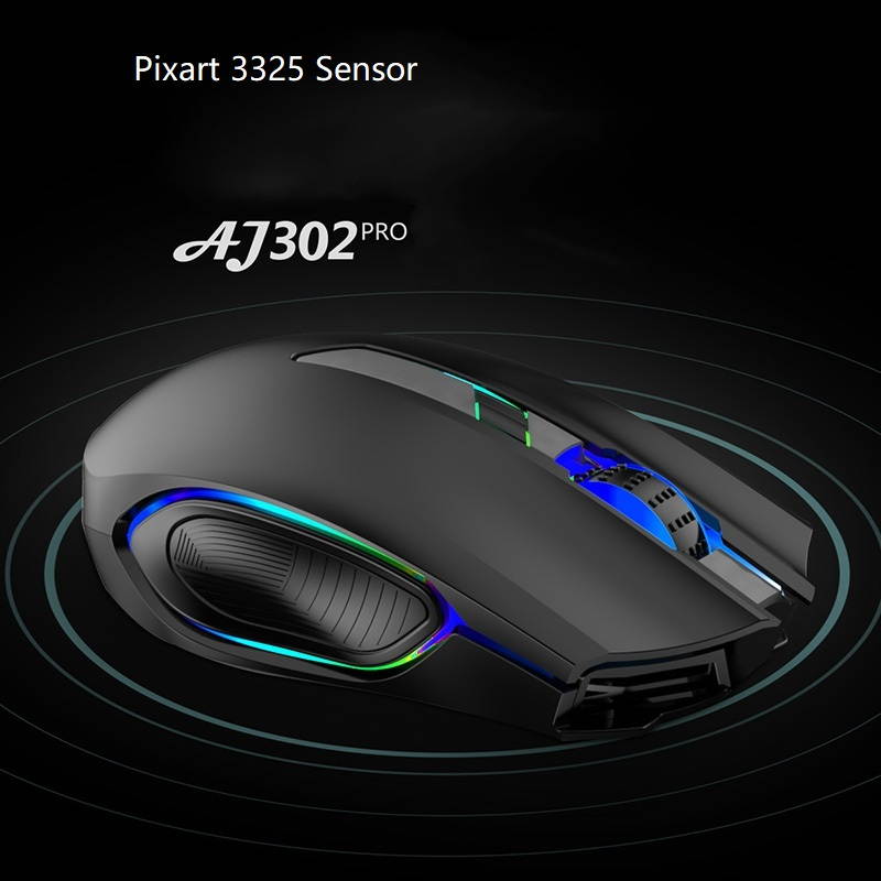 Ajazz AJ302-  Ergonomic Design, Cool Exterior 2.4GHz/ Wired 2 Modes 5000DPI 6-Button RGB Backlit Light  Gaming Mouse For PC and Laptop - Pink