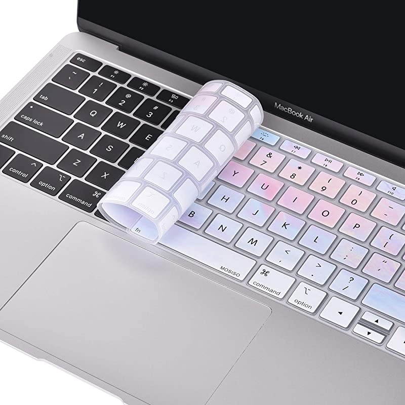 Keyboard Cover Compatible with MacBook Air 13 inch 2019 2018 Release A1932 with Retina Display Touch ID Waterproof DustProof Protective Pattern Silicone Skin Colorful Clouds
