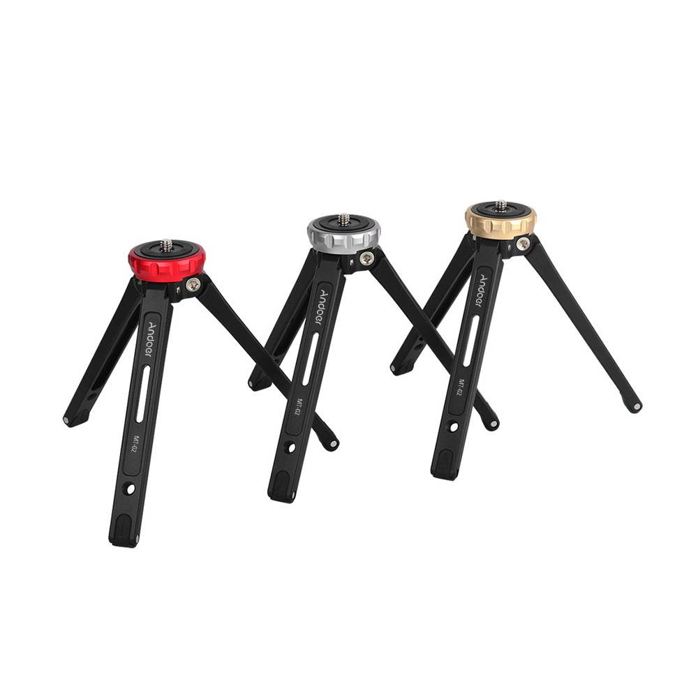 Andoer MT-02 Mini Desktop Tripod Aluminum Alloy 1/4" Screw Max. Load 15kg/ 33lbs for DSLR Digital Video Camera DV