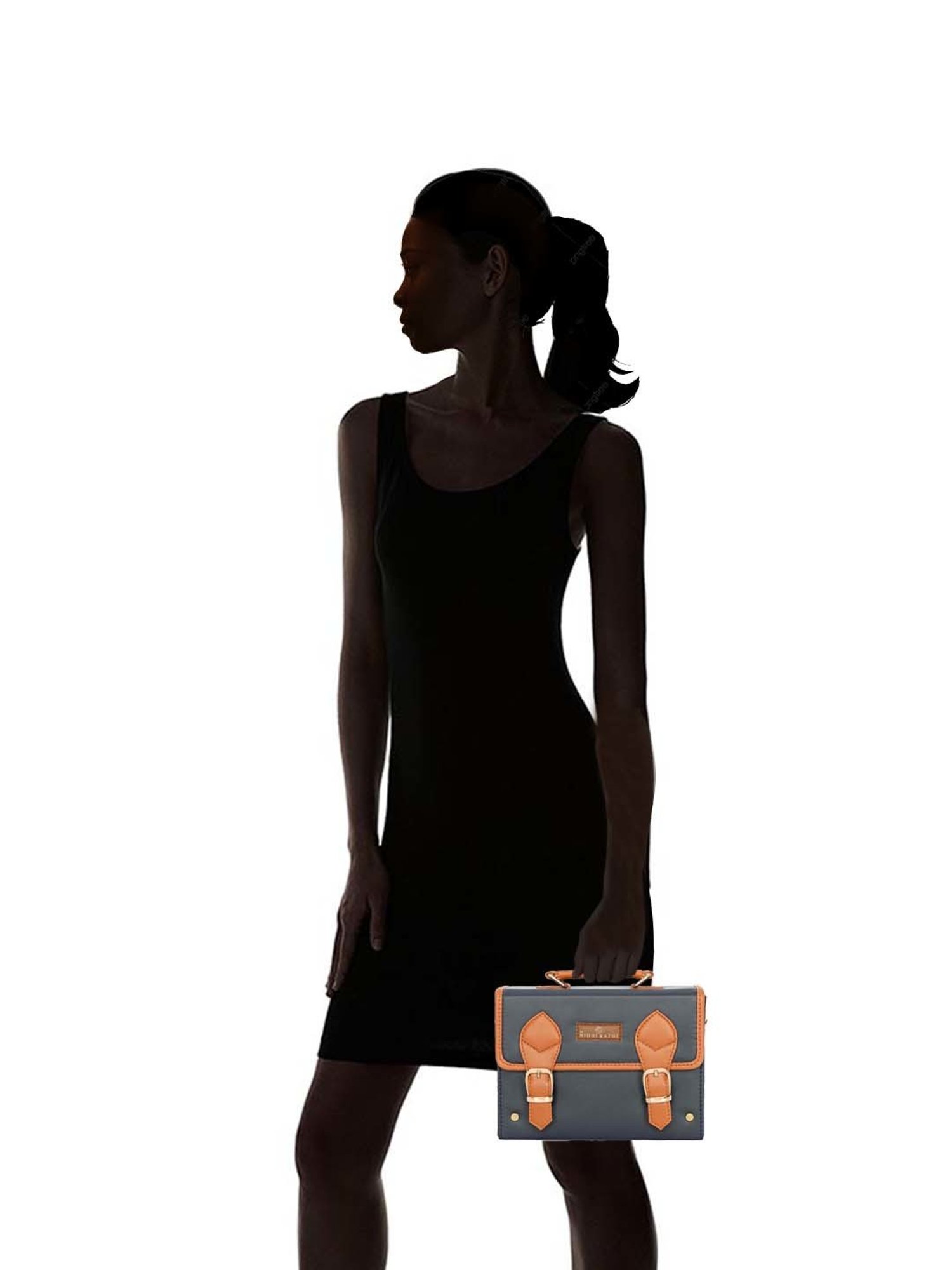 NR by Nidhi Rathi Navy Solid Medium Satchel Handbag