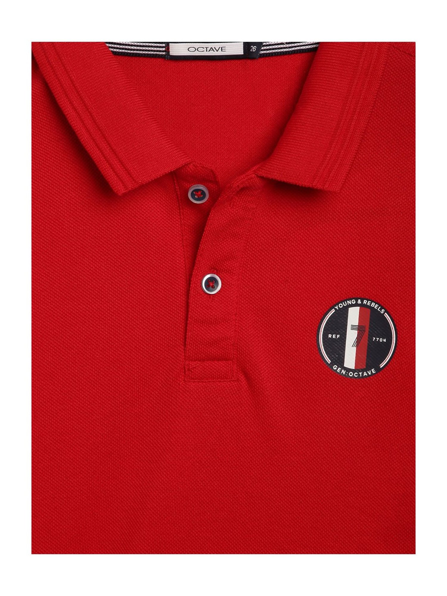 Octave Kids Red Graphic Print Polo T-Shirt