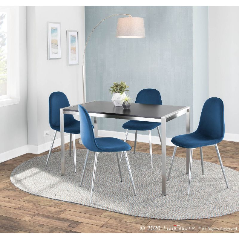 Set of 2 Pebble Contemporary Dining Chairs Chrome/Blue - LumiSource