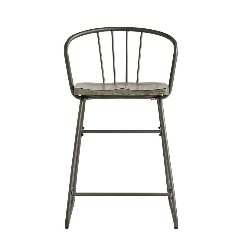 Set of 2 24" Nowell Iron Finish Counter Height Barstools Gray - Inspire Q