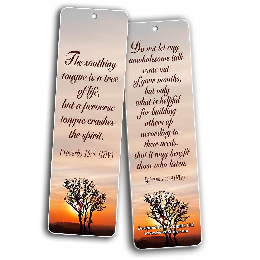 Christian Bookmarks Scriptures Cards (60-Pack) from NIV Bible - Speak Life Bible Verses About The Tongue- Religious Gifts for Men Women Teens Kids - God's Blessing Wisdom Devotional Book Markers