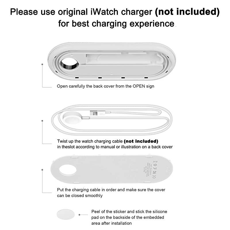 Wireless Charging Pad 3 in 1 Multiple Devices Charging Station Charging Leather Mat Compatible with Airpods Pro Apple Watch Series 5 4 3 iPhone 11 Pro Max Xs Xr with QC 30 Adapter White
