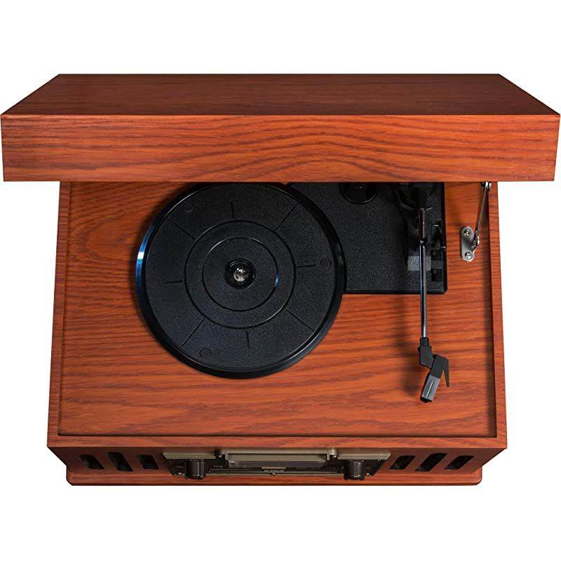 CR704DPA Musician 3Speed Turntable with Radio CdCassette Player Auxin and Bluetooth Paprika