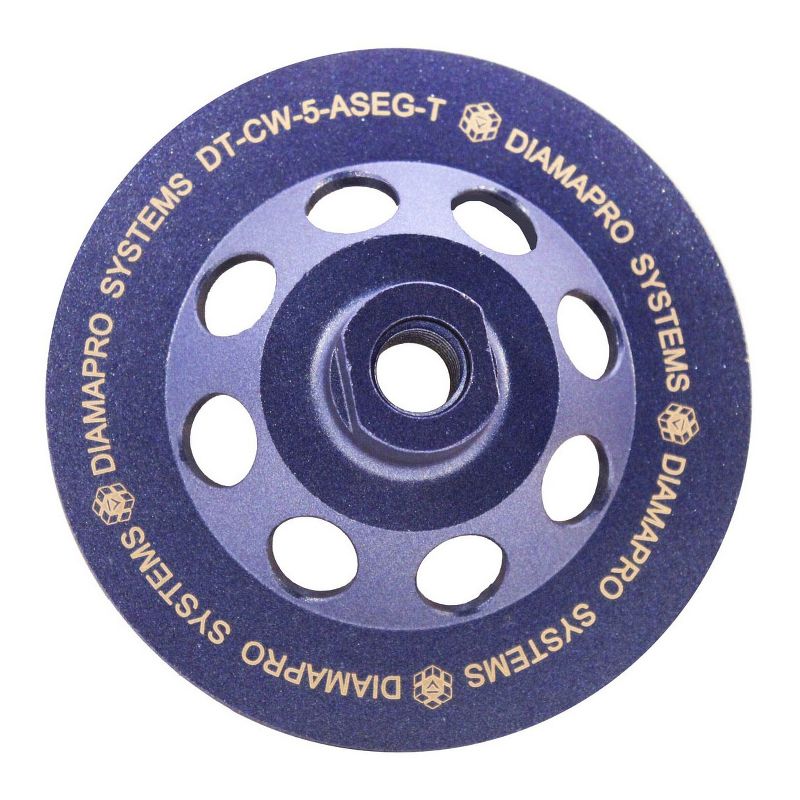 DiamaPro Systems Threaded 5 Inch 6 Arrow Segment Concrete Grinding Cup Wheel for Grinding, Preparation, & Removing Glue/Grout/Coating (2 Pack)