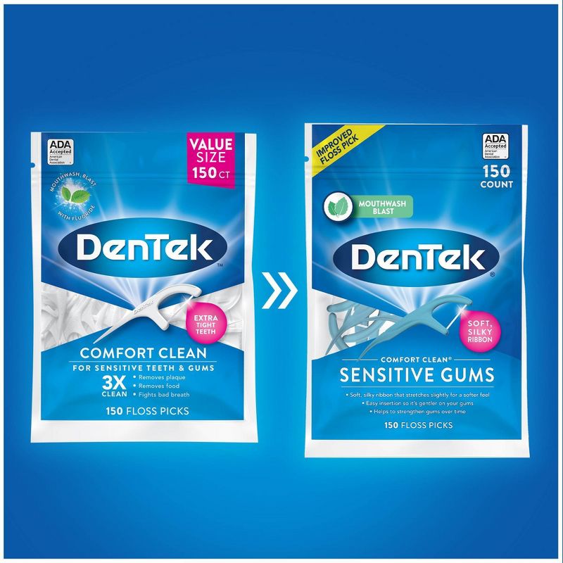 DenTek Comfort Clean Floss Picks For Sensitive Gums - 150ct