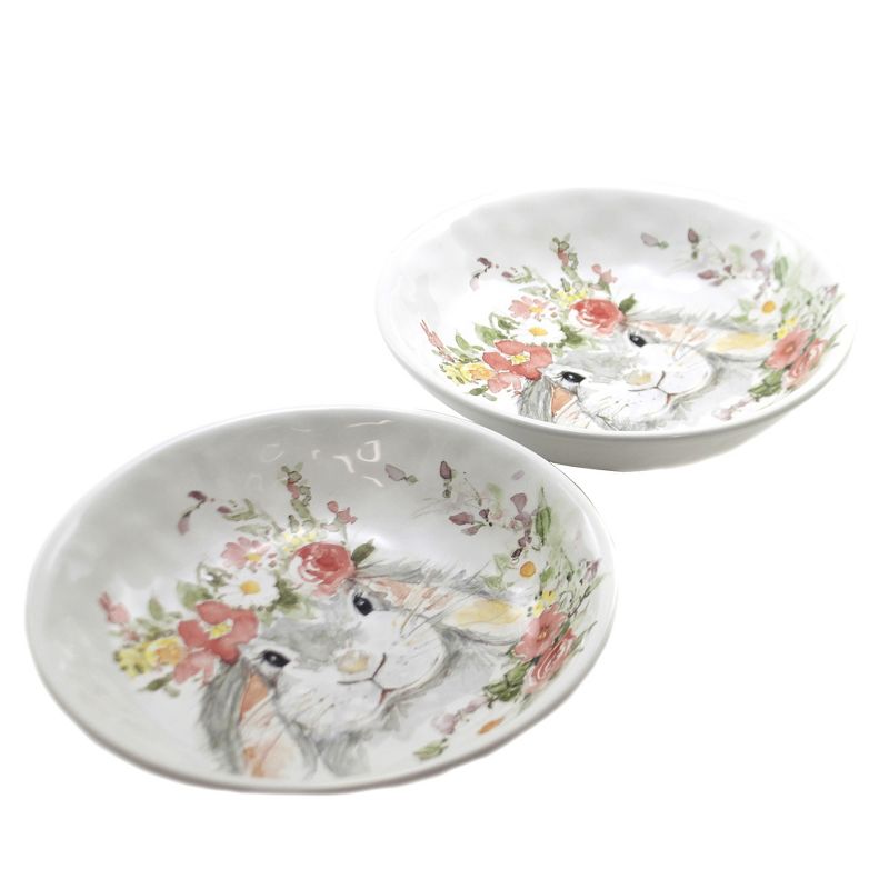 Tabletop 9.0" Sweet Bunny Vegetable Bowls S/2 Easter Floral Lop Eared Certified International  -  Serving Bowls